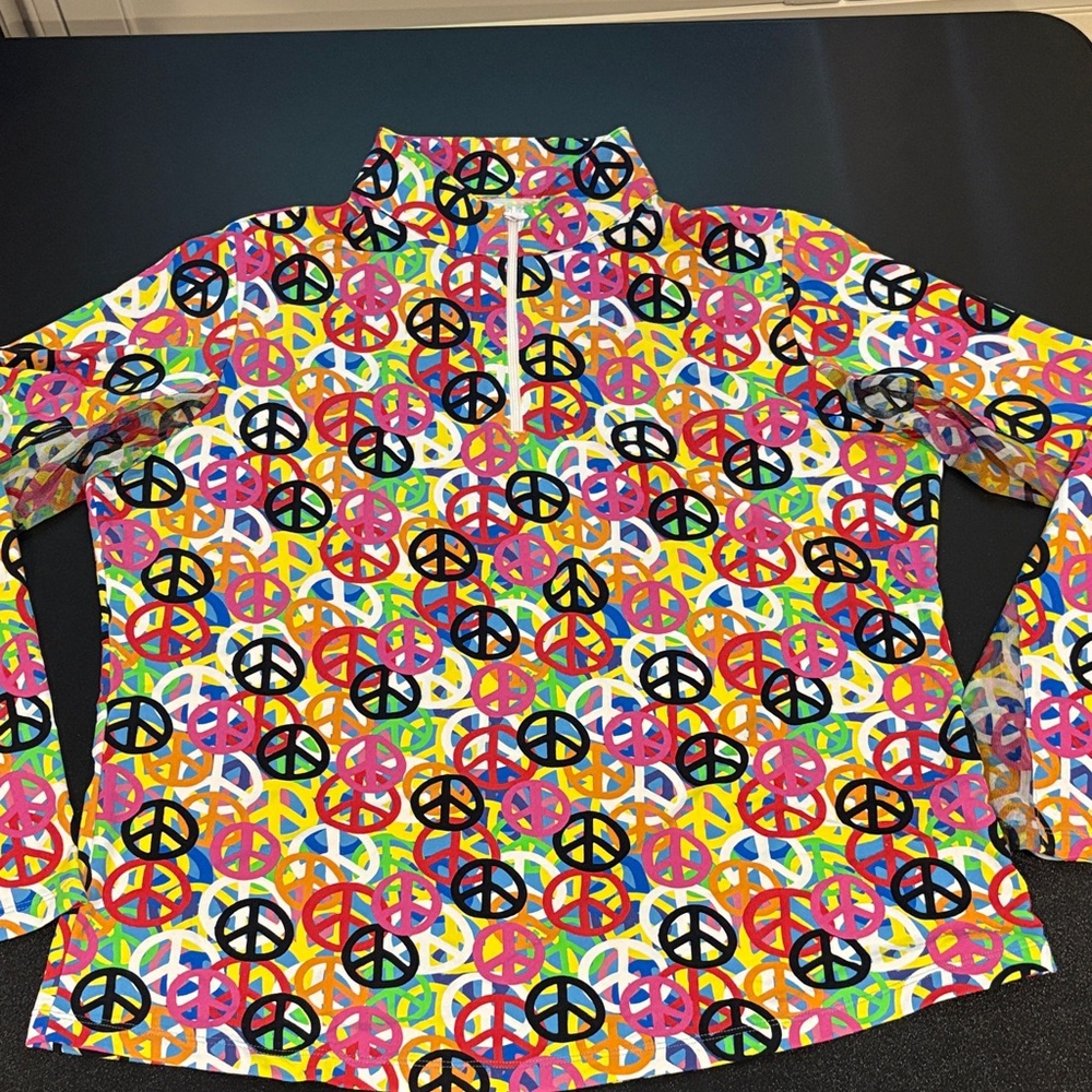 IBKUL Multicolor Peace Sign Long Sleeve Top